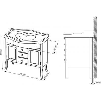 Sapho Retro szafka 89 cm podumywalkowa stojąca drewno świerkowe białe 1621