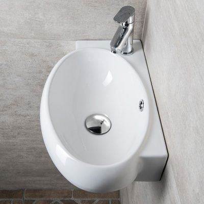 Sapho Small Riberra umywalka 43x28,5 cm ścienna asymetryczna biała AR498
