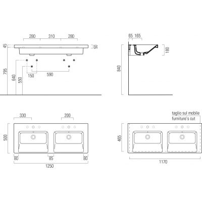 GSI Norm umywalka 125x50 cm prostokątna ścienna-meblowa-podwójna biała 8627111