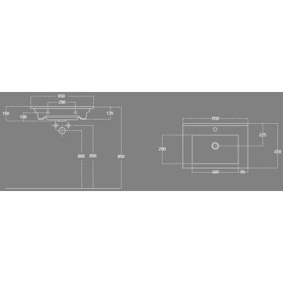 Aqualine Zuno umywalka 65x45 cm prostokątna ścienna-meblowa biała 9065