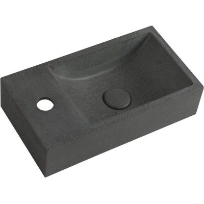 Sapho Small Crest L umywalka 40x22 cm ścienna prostokątna betonowa czarny granit AR403
