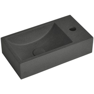 Sapho Small Crest R umywalka 40x22 cm ścienna prostokątna betonowa czarny granit AR409