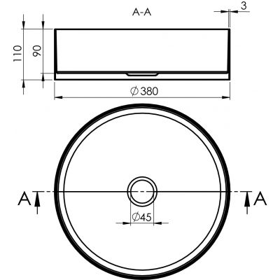 Sapho Aurum umywalka 38x38 cm nablatowa okrągła antracytowa AU101