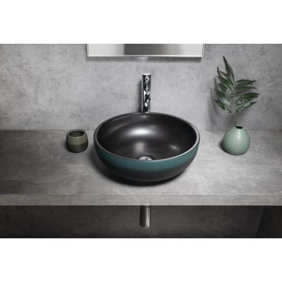 Sapho Priori umywalka 41 cm nablatowa czarny/zielony PI039