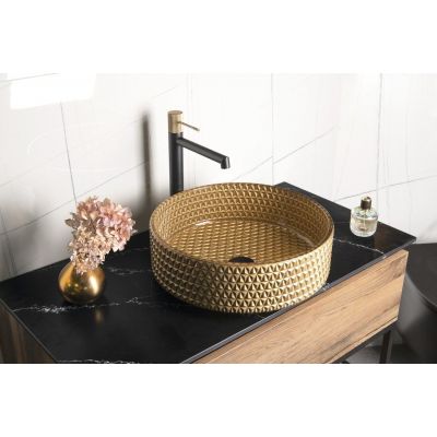 Sapho Maragua umywalka 35x35 cm okrągła nablatowa złota TY214Z