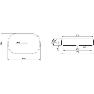 Sapho Jumper umywalka 60x40 cm nablatowa prostokątna biała WH070