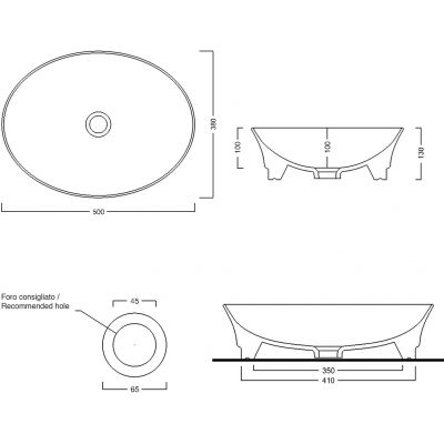 Sapho Idea umywalka 50x38 cm nablatowa owalna biała WH102