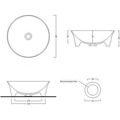 Sapho Idea umywalka 42 cm nablatowa okrągła biała WH103