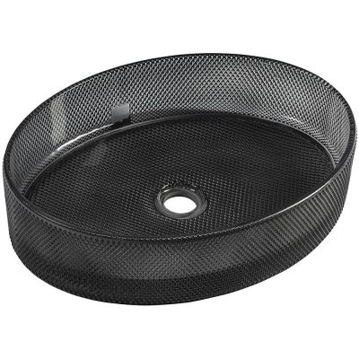 Sapho Nobal umywalka 49x38 cm owalna nablatowa czarna TY326