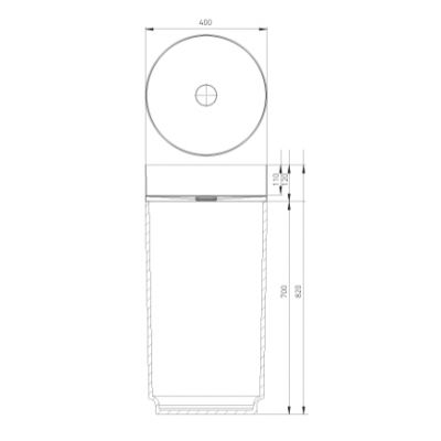 Vayer Andromeda Copper umywalka podłogowa 40x40 cm okrągła z kolumną miedź/czarny mat 040.040.009.3-4.0.3.1.0