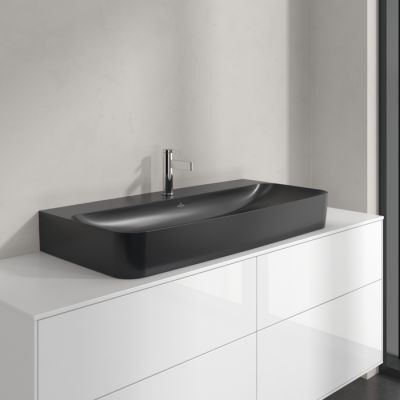 Villeroy & Boch Finion umywalka 100x47 cm prostokątna ścienna-meblowa CeramicPlus Pure Black 41681HR7