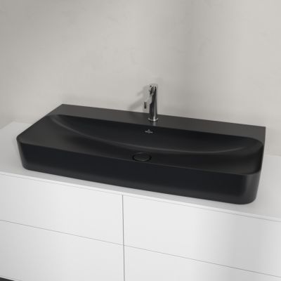 Villeroy & Boch Finion umywalka 100x47 cm prostokątna ścienna-meblowa CeramicPlus Pure Black 41681HR7