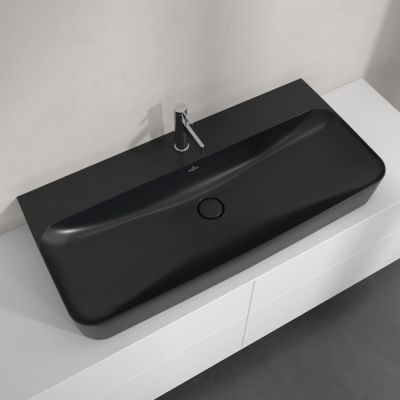 Villeroy & Boch Finion umywalka 100x47 cm prostokątna ścienna-meblowa CeramicPlus Pure Black 41681HR7