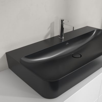 Villeroy & Boch Finion umywalka 100x47 cm prostokątna ścienna-meblowa CeramicPlus Pure Black 41681HR7