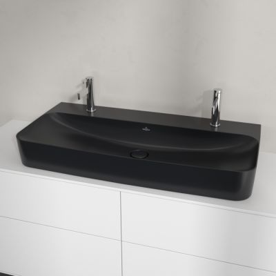 Villeroy & Boch Finion umywalka 100x47 cm prostokątna ścienna-meblowa CeramicPlus Pure Black 41681LR7