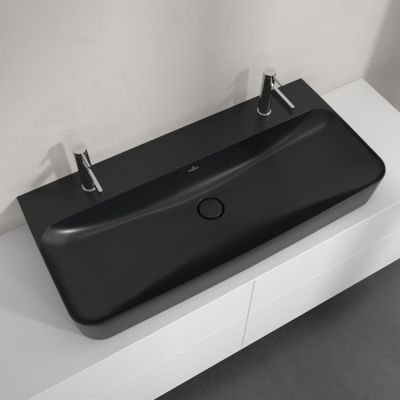 Villeroy & Boch Finion umywalka 100x47 cm prostokątna ścienna-meblowa CeramicPlus Pure Black 41681LR7