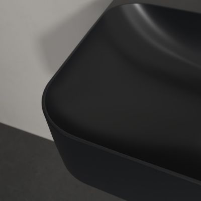 Villeroy & Boch Finion umywalka 60x47 cm prostokątna ścienna CeramicPlus Pure Black 416861R7