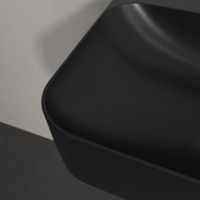 Villeroy & Boch Finion umywalka 60x47 cm prostokątna ścienna CeramicPlus Pure Black 416864R7