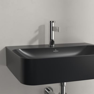 Villeroy & Boch Finion umywalka 60x47 cm prostokątna ścienna CeramicPlus Pure Black 416864R7