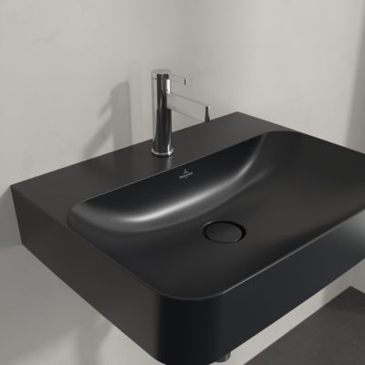 Villeroy & Boch Finion umywalka 60x47 cm prostokątna ścienna CeramicPlus Pure Black 416864R7