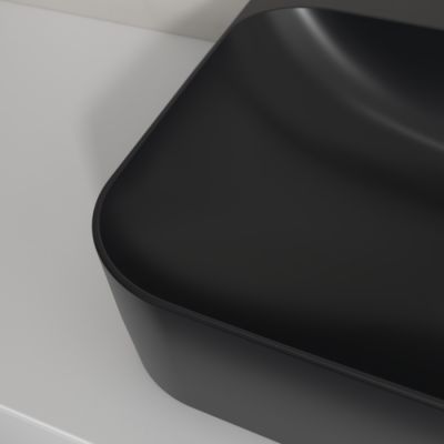Villeroy & Boch Finion umywalka 60x47 cm prostokątna ścienna-meblowa CeramicPlus Pure Black 41686CR7