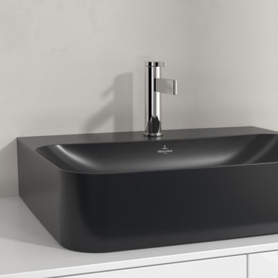 Villeroy & Boch Finion umywalka 60x47 cm prostokątna ścienna-meblowa CeramicPlus Pure Black 41686CR7