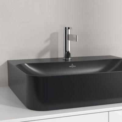 Villeroy & Boch Finion umywalka 60x47 cm prostokątna ścienna-meblowa CeramicPlus Pure Black 41686LR7