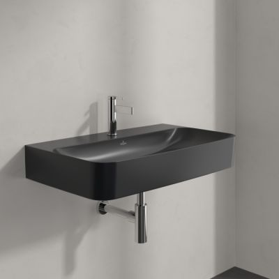 Villeroy & Boch Finion umywalka 80x47 cm prostokątna ścienna CeramicPlus Pure Black 416881R7