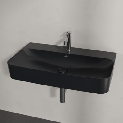 Villeroy & Boch Finion umywalka 80x47 cm prostokątna ścienna CeramicPlus Pure Black 416881R7