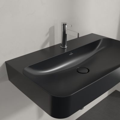 Villeroy & Boch Finion umywalka 80x47 cm prostokątna ścienna CeramicPlus Pure Black 416881R7