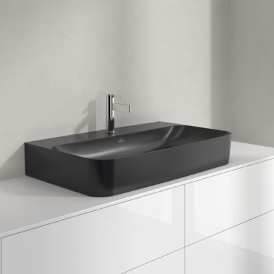 Villeroy & Boch Finion umywalka 80x47 cm prostokątna ścienna-meblowa CeramicPlus Pure Black 41688CR7