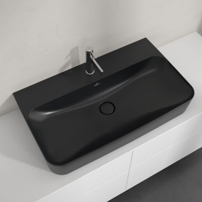 Villeroy & Boch Finion umywalka 80x47 cm prostokątna ścienna-meblowa CeramicPlus Pure Black 41688CR7