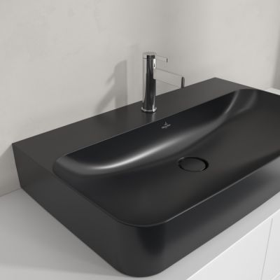 Villeroy & Boch Finion umywalka 80x47 cm prostokątna ścienna-meblowa CeramicPlus Pure Black 41688CR7