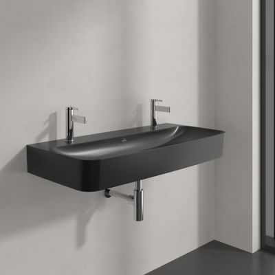 Villeroy & Boch Finion umywalka 100x47 cm prostokątna ścienna CeramicPlus Pure Black 4168A1R7