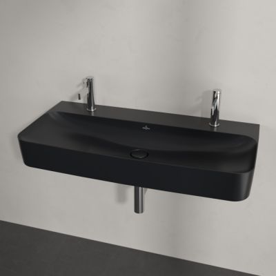 Villeroy & Boch Finion umywalka 100x47 cm prostokątna ścienna CeramicPlus Pure Black 4168A1R7