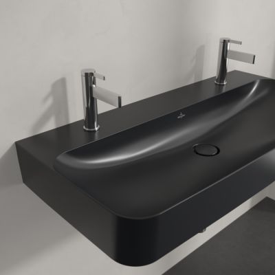 Villeroy & Boch Finion umywalka 100x47 cm prostokątna ścienna CeramicPlus Pure Black 4168A1R7