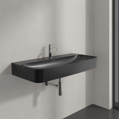 Villeroy & Boch Finion umywalka 100x47 cm prostokątna ścienna CeramicPlus Pure Black 4168A2R7