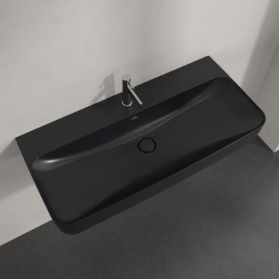 Villeroy & Boch Finion umywalka 100x47 cm prostokątna ścienna CeramicPlus Pure Black 4168A2R7