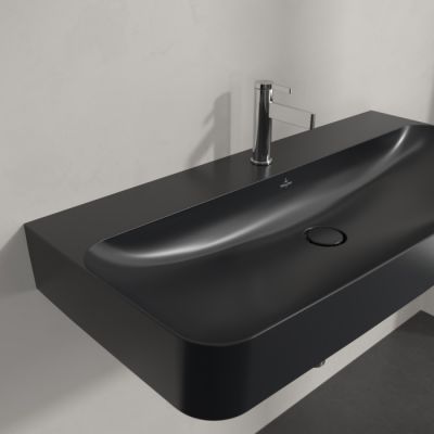 Villeroy & Boch Finion umywalka 100x47 cm prostokątna ścienna CeramicPlus Pure Black 4168A2R7