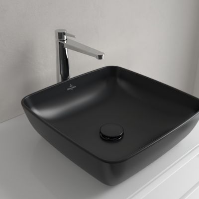 Villeroy & Boch Artis umywalka 41x41 cm kwadratowa nablatowa CeramicPlus Pure Black 417841R7