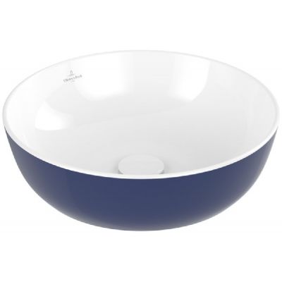 Villeroy & Boch Artis umywalka 43x43 cm okrągła nablatowa biały-niebieski Deep Ocean 417943BCS4
