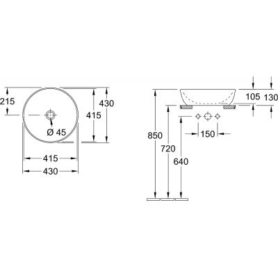 Villeroy & Boch Artis umywalka 43x43 cm okrągła nablatowa biały-niebieski Deep Ocean 417943BCS4