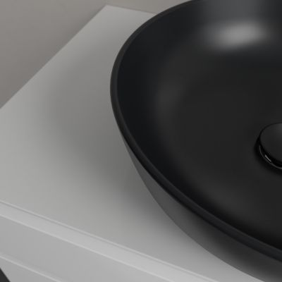 Villeroy & Boch Artis umywalka 43x43 cm okrągła nablatowa CeramicPlus Pure Black 417943R7