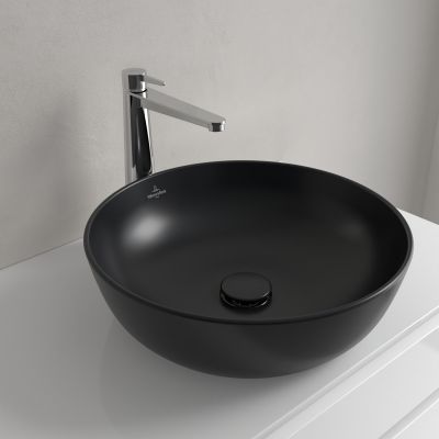 Villeroy & Boch Artis umywalka 43x43 cm okrągła nablatowa CeramicPlus Pure Black 417943R7
