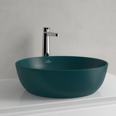 Villeroy & Boch Artis umywalka 43x43 cm okrągła nablatowa CeramicPlus Teal 417943TE