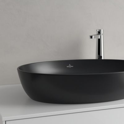 Villeroy & Boch Artis umywalka 61x41 cm owalna nablatowa CeramicPlus Pure Black 419861R7