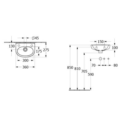 Villeroy & Boch O.Novo umywalka 36x27,5 cm owalna ścienna biała 43403701