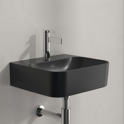 Villeroy & Boch Finion umywalka 43x39 cm prostokątna ścienna CeramicPlus Pure Black 436443R7