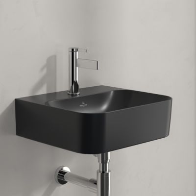 Villeroy & Boch Finion umywalka 43x39 cm prostokątna ścienna CeramicPlus Pure Black 436444R7