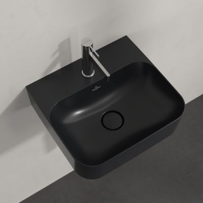 Villeroy & Boch Finion umywalka 43x39 cm prostokątna ścienna CeramicPlus Pure Black 436444R7